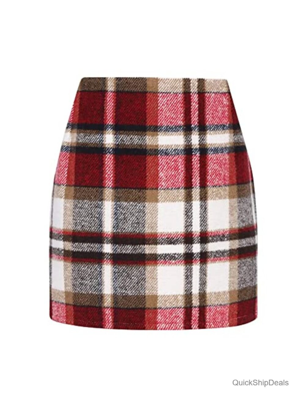 Wool Plaid High Waisted Bodycon Pencil Mini Skirt Fall Winter